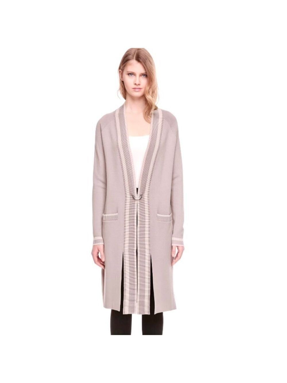 ** NEW Soia & Kyo Cordelia Varsity Coatigan Cardigan in Latte (Grey Taupe) US S